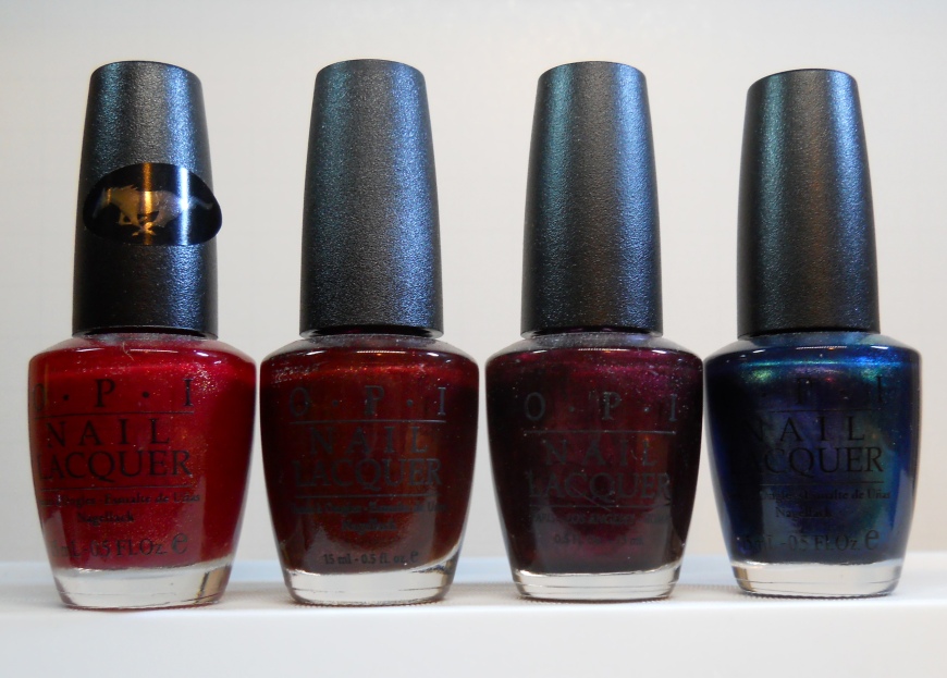 OPI Revved Up & Red-y, OPI  Russian to a Party, OPI Tucumcari Boys-n-Berry, OPI Glacier Bay Blues